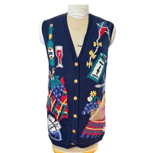 Portraits by Northern Isles Sweater Vest Sz. M Vintage Hand Knit Chunky - Picture 8 of 10